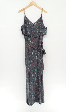 Michael Kors Women's Blue Paisley Gold Chain Strap Midi Dress Size XL